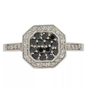 Black Diamond 0.65ct Diamond Ring 14K White Gold US 7 4.6g